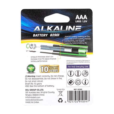 Deli Alkaline Batteries AAA LR03 4 2pcs