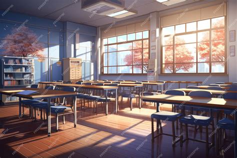 Premium Photo | Anime style background classroom game background school