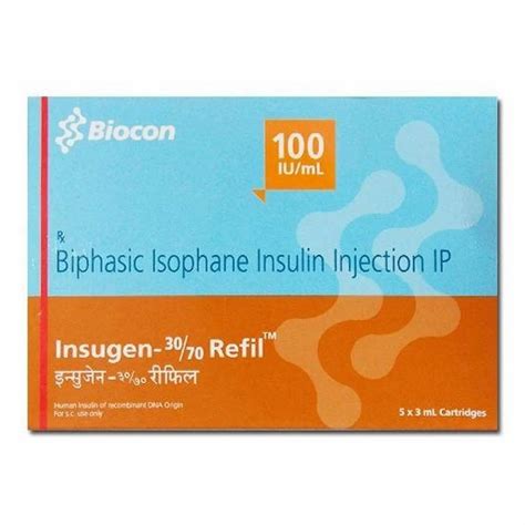 Insugen Refil Biphasic Isophane Insulin Injection Ip Iu Ml