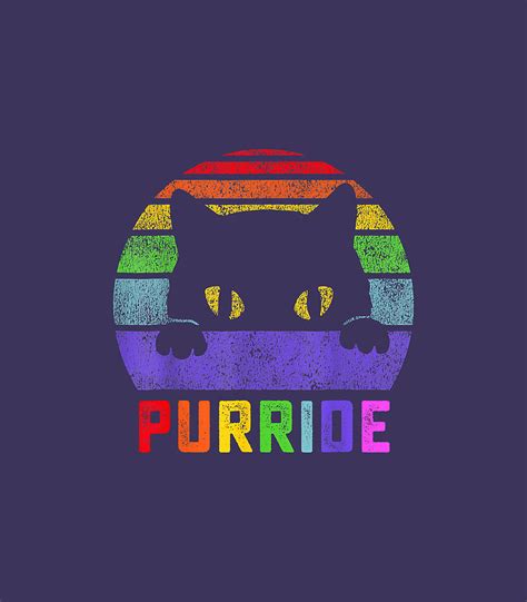 Pride Cat Purride Gay Lgbtq Rainbow Flag Retro Style Digital Art By