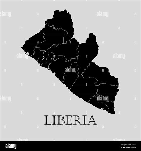 Mapa De Liberia En Negro Sobre Fondo Gris Claro Mapa De Liberia Negro