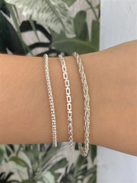 Pulseira Elo Quadrado Prata 925 Amor E Cor Pratas