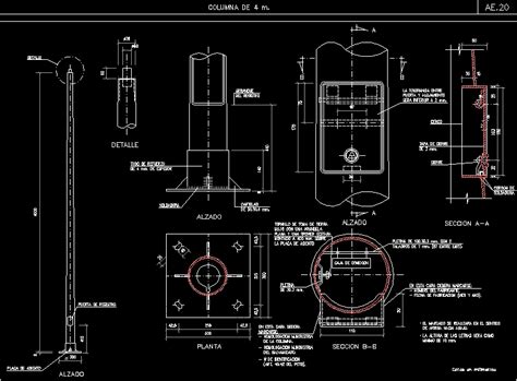 Detalle Poste Alumbrado En Autocad Librer A Cad