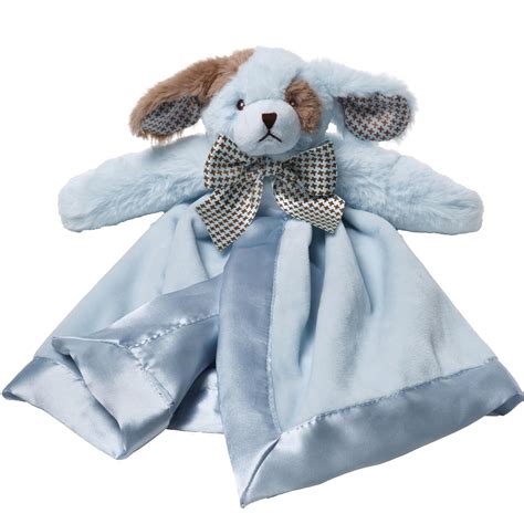 Bearington Baby Waggles Snuggler, 15 Inch Blue Puppy Dog Plush Stuffed Animal Security Blanket ...