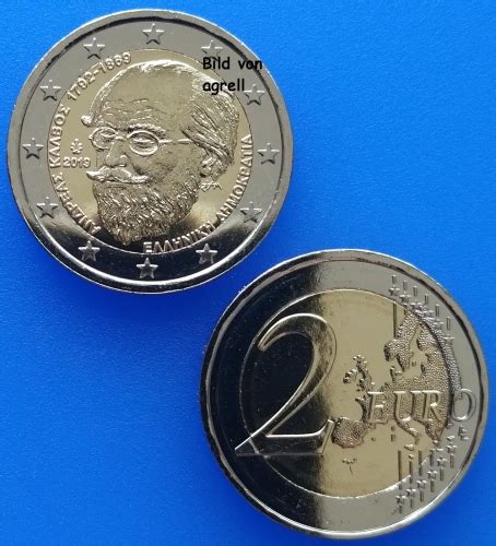 2 Euro Gedenkmünze Griechenland 2019 150 Todestag des Dichters Andreas