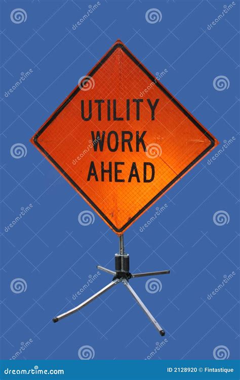 Utility Work Ahead Sign Stock Photo - Image: 2128920