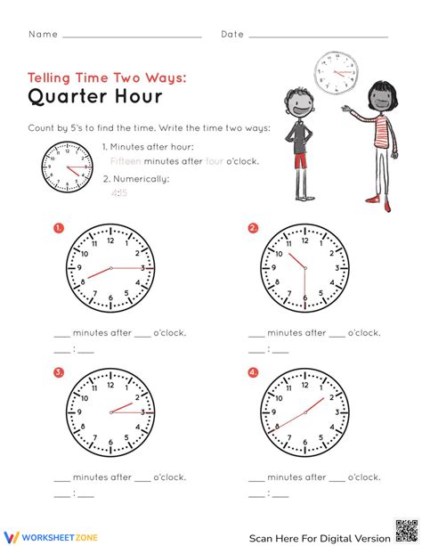 Telling Time Quarter Hour Worksheet