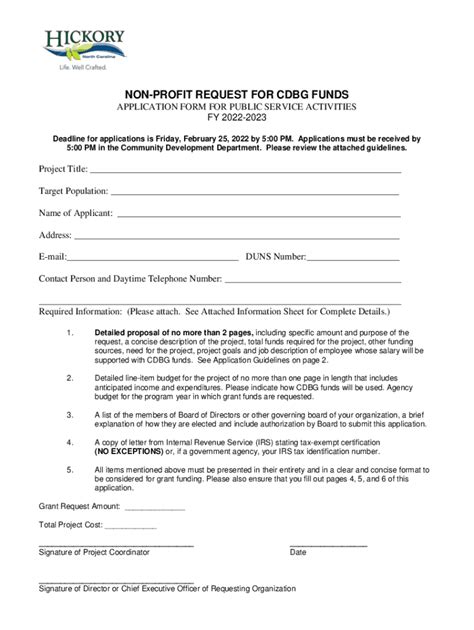 Fillable Online Non Profit Request For Cdbg Funds Application Form