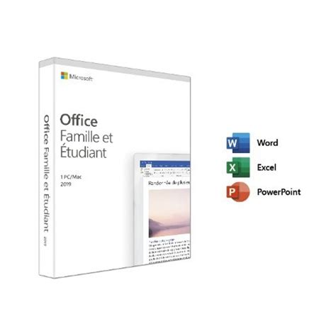 Logiciel Microsoft OFFICE FAMILLE ET ETUDIANT 2019 1 PC OU 1 MAC