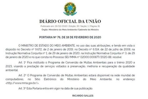 Governo Cria Programa Que Converte Multas Ambientais Em Serviços