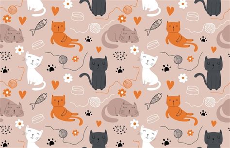 Conjunto De Diferentes Gatos De Dibujos Animados Vector Premium