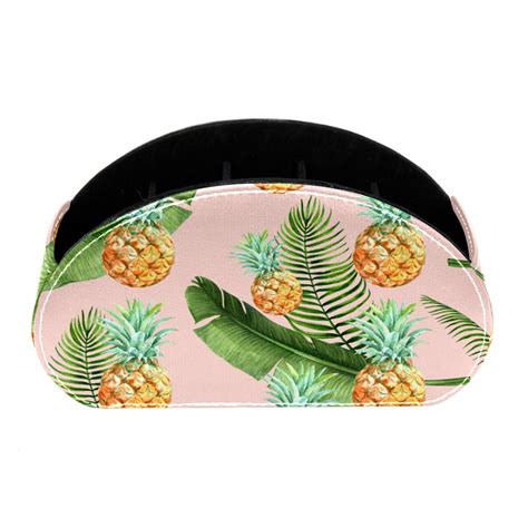 Ownta Tropical Pineapple And Leaves Pattern Pvc Leather Brush Holder With