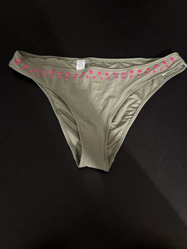 Aerie Bikini Bottom Cheeky Olive Green With Hot Pink Detail XL EBay