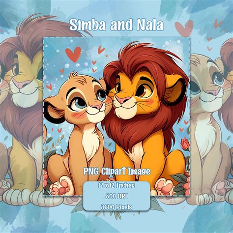 Simba and Nala PNG, Transparent Background Clipart Images, Commercial License Files, Cute Lion ...