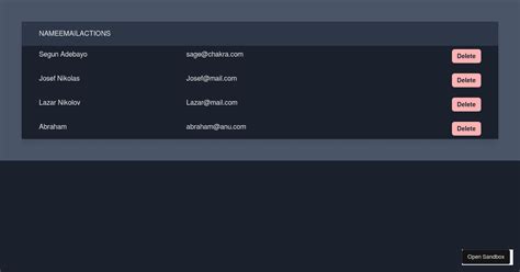 Choc UI Tables Codesandbox Codesandbox