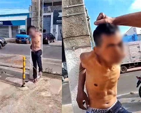 Homem Amarrado Em Poste E Sofre Tentativa De Linchamento No Bairro