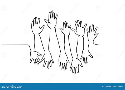 Abstract Hands Up Continuous One Line Drawing Stock Vector