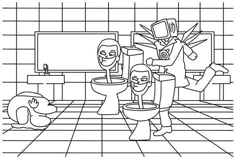 Skibidi Toilet Titan Tv Man And Titan Speakerman Coloring Pages How