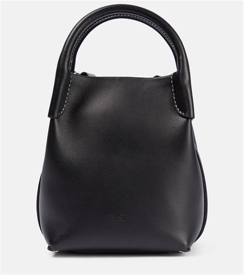 Loro Piana Bale Small Leather Bucket Bag Black Editorialist