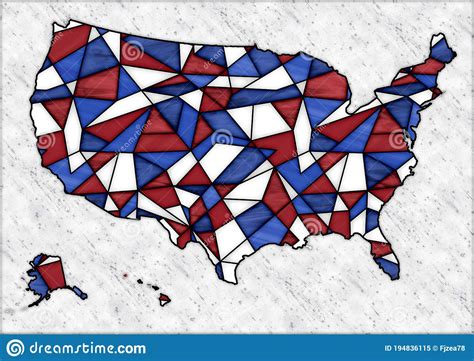 Stained Glass Style Design For Decoration With The Shape Of The Territory Of United States Of