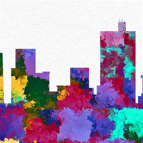 Fort Worth Skyline Art Fort Worth Print Fort Worth Painting | Etsy