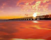 Sunset Over Bridge In Florida Keys, Bahia Honda St Stock Image - Image ...