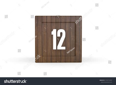 number  wooden block isolated  stock illustration