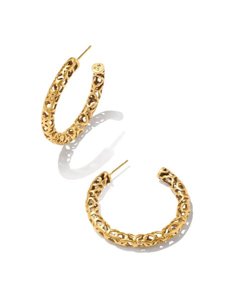 Maggie Small Hoop Earrings In Vintage Gold Kendra Scott