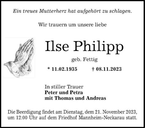 Traueranzeigen Von Ilse Philipp Trauerportal Ihrer Tageszeitung