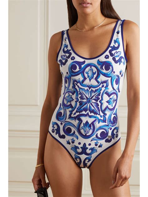 Dolce And Gabbana Printed Stretch Swimsuit Net A Porter