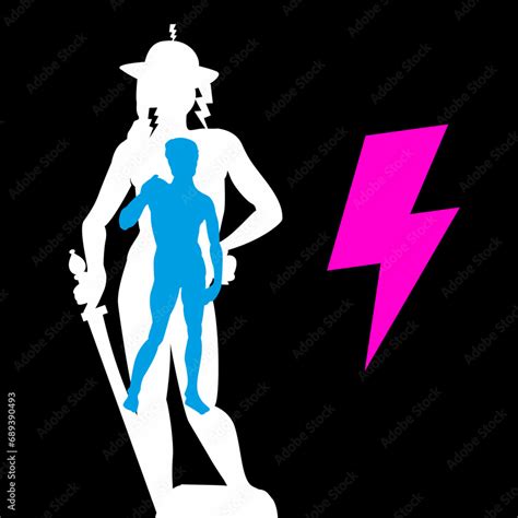T Shirt Design Of Two Silhouettes Of Naked Men Next To The Thunder Boltsymbol Kitsch