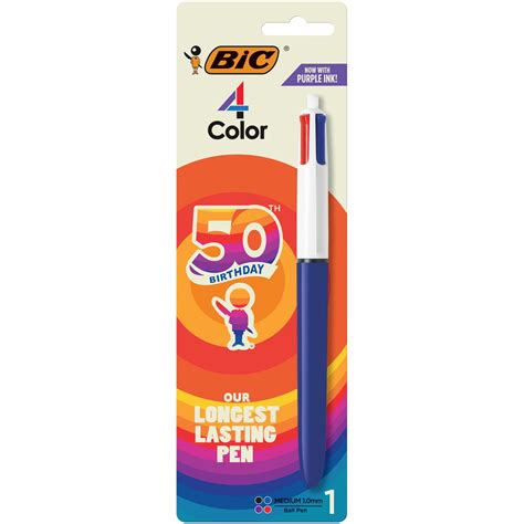 BIC 4 Color Retractable Ball Pen 50th Birthday Edition Assorted