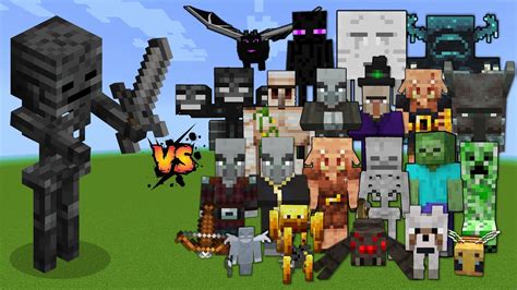 Wither Skeleton Vs Every Mob In Minecraft Java Edition Wither Skeleton Vs All Mobs Mob