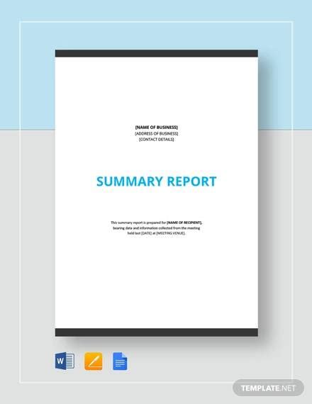 Free 16 Summary Report Templates In Pdf Ms Word Apple Pages