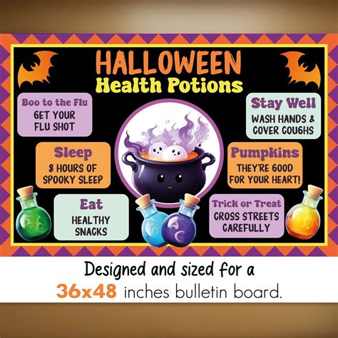 Health Potions Halloween Bulletin Board Kit School Nurse October Bulletin Board Boo To The Flu