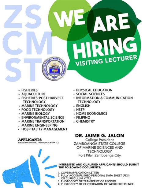 CAREERS – Zamboanga State College of Marine Sciences and Technology