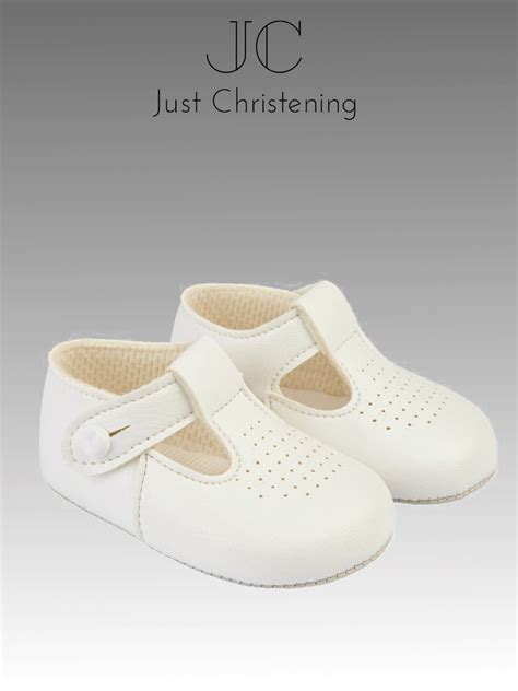 Boys White Button Strap Shoes Just Christening