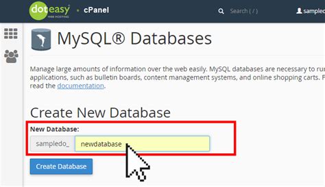 Creating A Database In Cpanel Doteasy Web Hosting