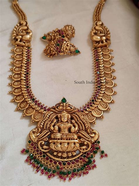 Traditional Lakshmi Pendant Kasula Haram South India Jewels