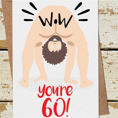 Funny Naked Man 60th Birthday Card For Him Her Mum Dad Husband Etsy
