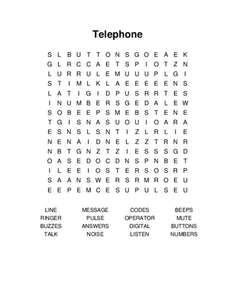 Telephone Word Search