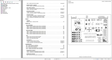 Manitou Forklift Mh T To Msi T Buggie S E Parts Manual