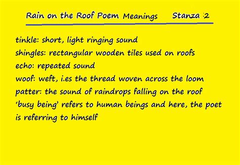 English Notes: Rain on the roof - Slides