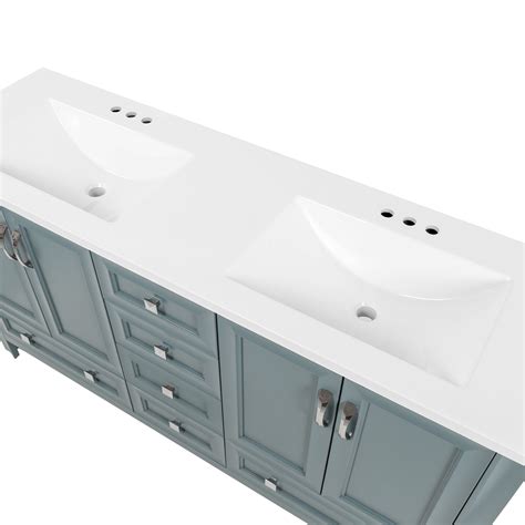 Diamond Now Owen In Sage Double Sink Bathroom Vanity With White