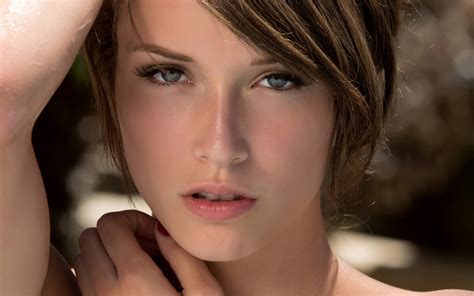 Women Malena Morgan Brunette Face Closeup 3840x2400 Wallpaper