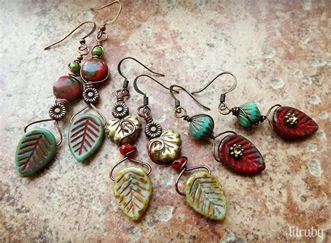 Czech Glass Leaf Earrings Leaf Earrings Diy Czech Glass Jewelry Diy