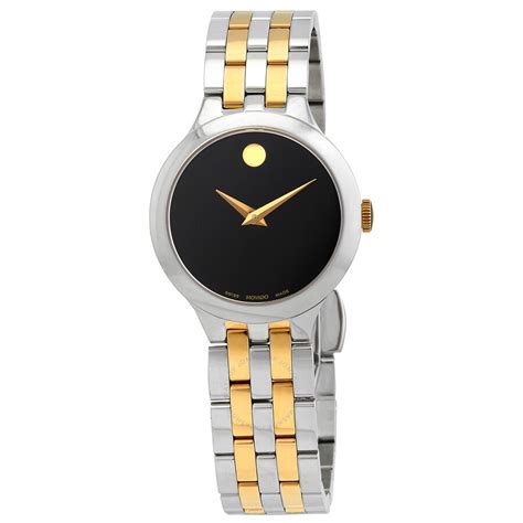 Movado Veturi Quartz Black Museum Dial Two Tone Ladies Watch 0607419