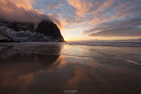 Kvalvika Beach Winter Sunset Friday Photo Lofoten Islands