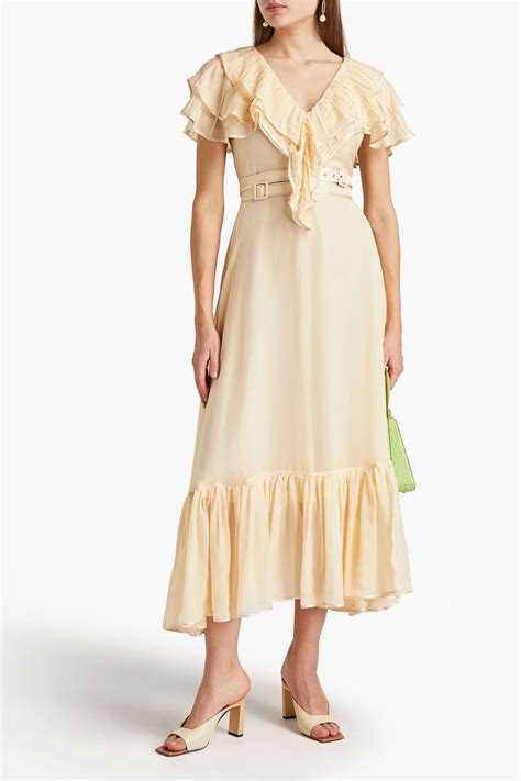 Leo Lin Tranquility Ruffled Silk Chiffon Midi Dress The Outnet