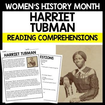 Women S History Month Harriet Tubman Biography Reading Comprehension